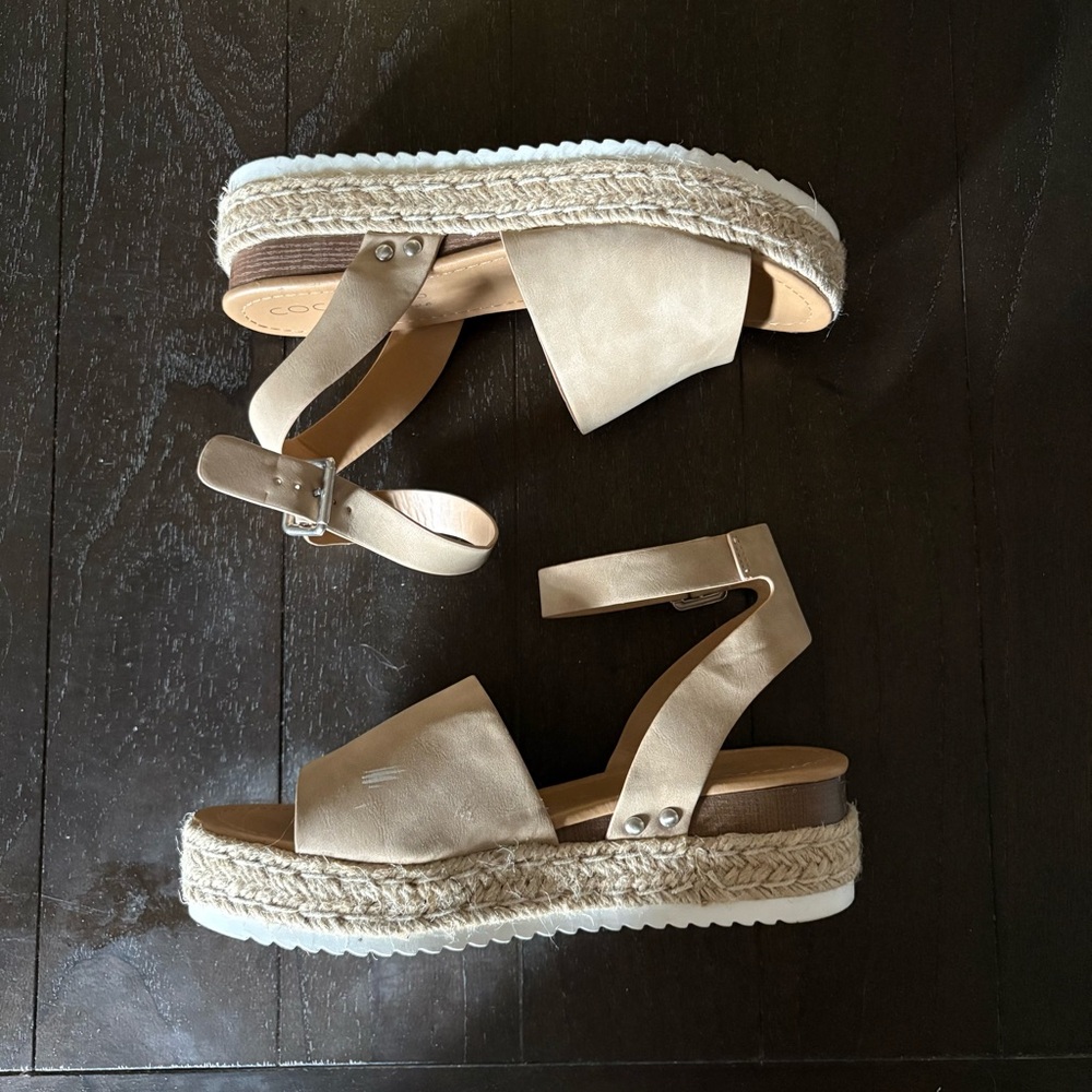 Coconuts by Matisse‎ Open Toe Ankle Strap Espadrille Sandals Neutral Summer 10M